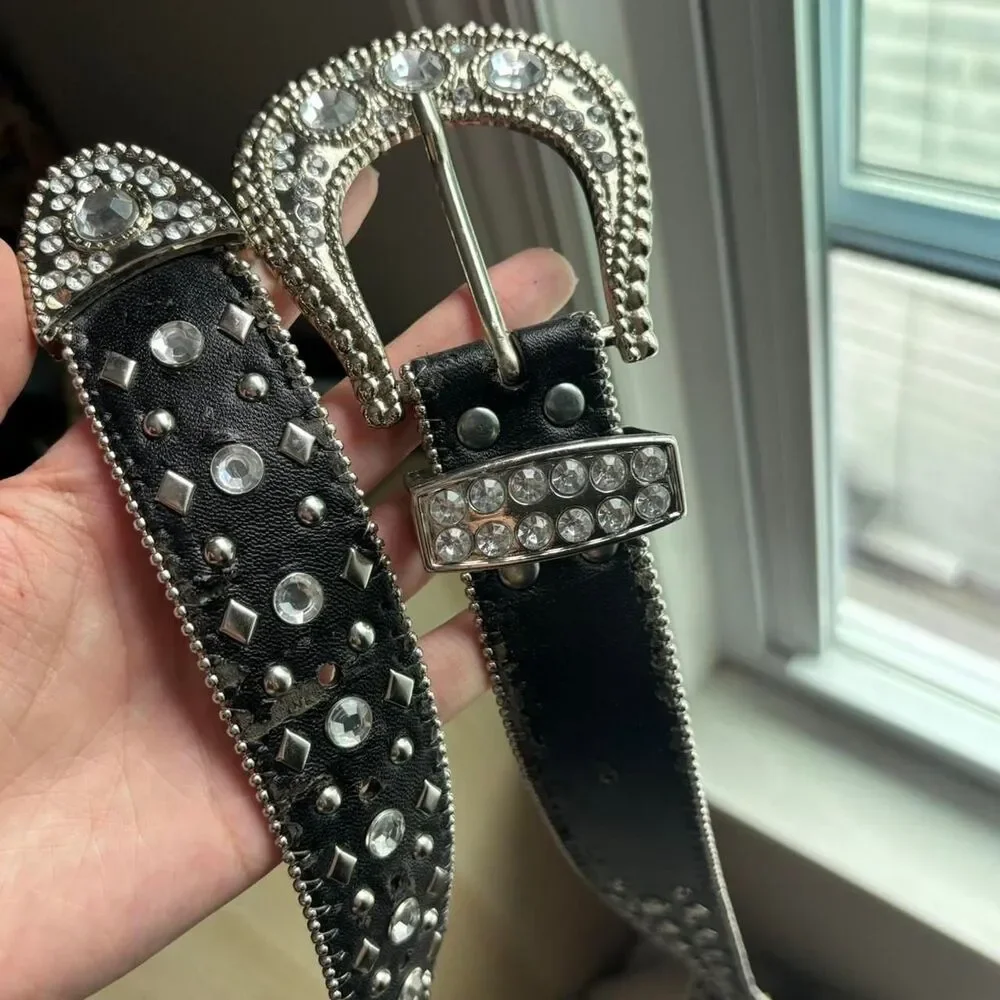 Unbranded Women's Black and Silver Belt